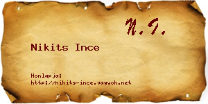 Nikits Ince névjegykártya